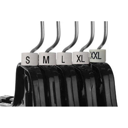 Mini marqueurs de taille pour cintres Eddie's Hang-Up Display Ltd. - Blanc avec impression noire - XXL - Paquet de 100