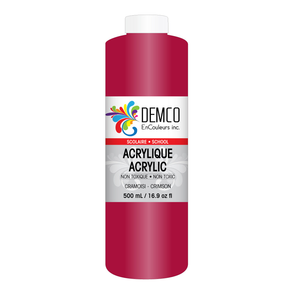 DEMCO EnCouleurs Inc School Acrylic Paint - 500 mL - Crimson