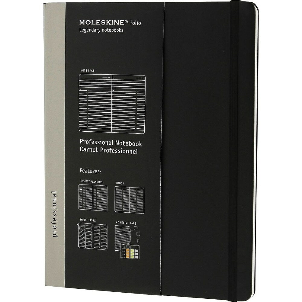 Moleskine Professional Extra Large Notebook - 7-1/2" x 10" - Black