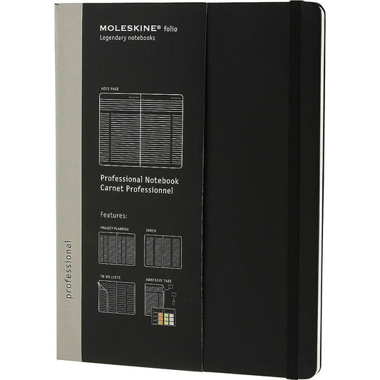 Carnet de notes Moleskine Professional Extra Large - 7-1/2" x 10" - Noir