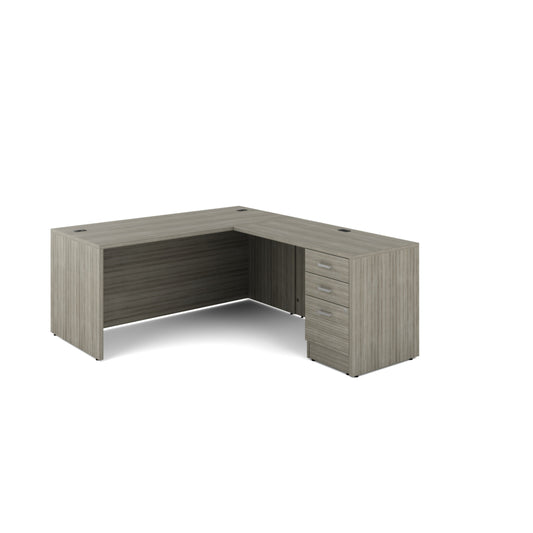 Offices to Go - Newland L-Shaped Workstation - 2 Drawer - 66" W x 78" D - Light Grey