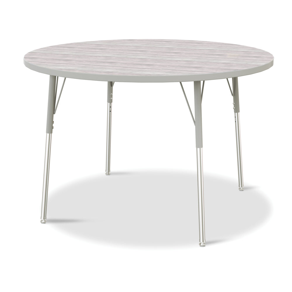 Jonti-Craft Berries Round Activity Table - 48" Diameter - 24-31"H - Driftwood Grey/Grey