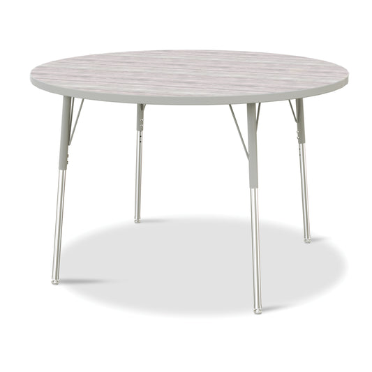 Jonti-Craft Berries Round Activity Table - 48" Diameter - 24-31"H - Driftwood Grey/Grey