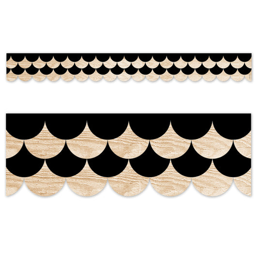 Creative Teaching Press Black And Wood Scallops EZ Border