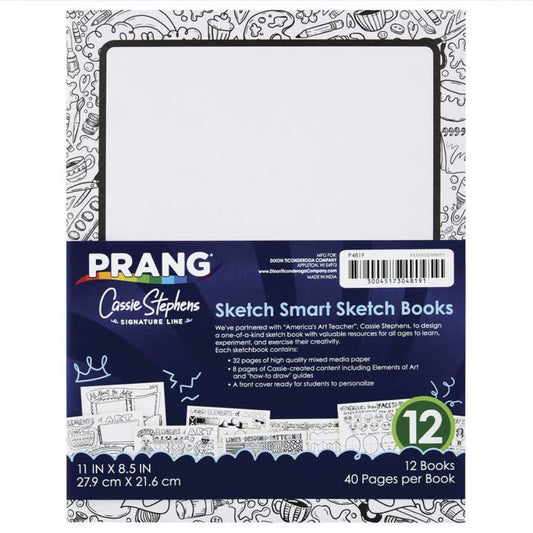 Prang Sketch Smart Sketch Book, White, 11" x 8.5", 40 Sheets