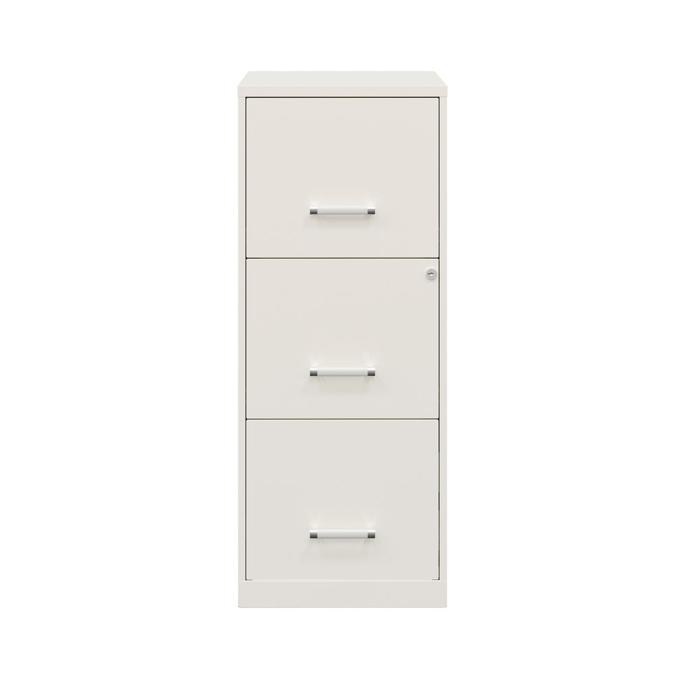 Hirsh 3-Drawer Vertical Filing Cabinet with Lock - Pearl White