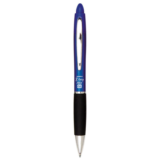 Stylo rétractable Zebra Z Grip Max Gel - Pont moyen - 0,7 mm - Encre bleue