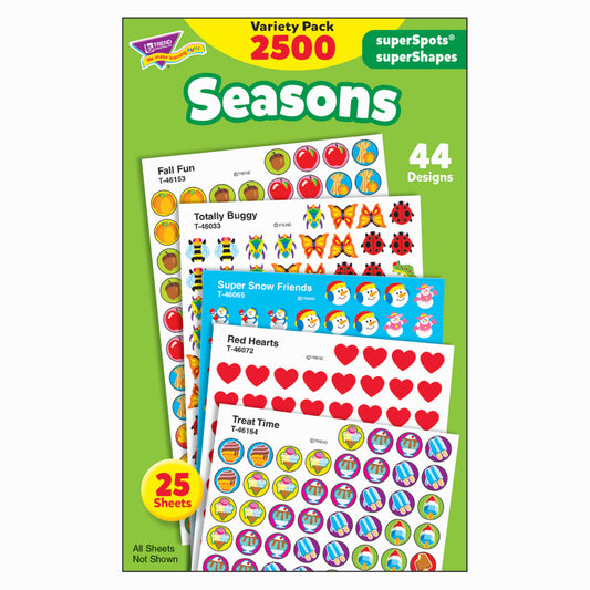 TREND enterprises superSpots and superShapes Stickers Variety Pack - 7/16" - Seasons - 2500 Pack