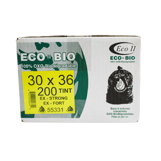 Sacs poubelles oxo-biodégradables Eco II - 76 x 91 cm - Résistants - Teinte transparente - Paquet de 200