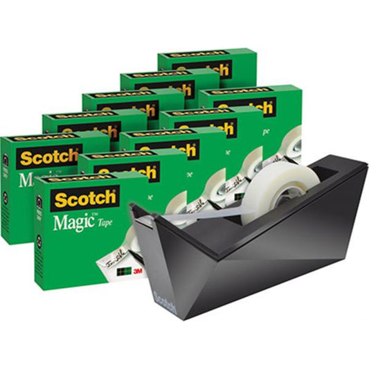 Scotch Magic Tape with Dispenser Value Pack - 10 Rolls & 1 Black C17 Dispenser