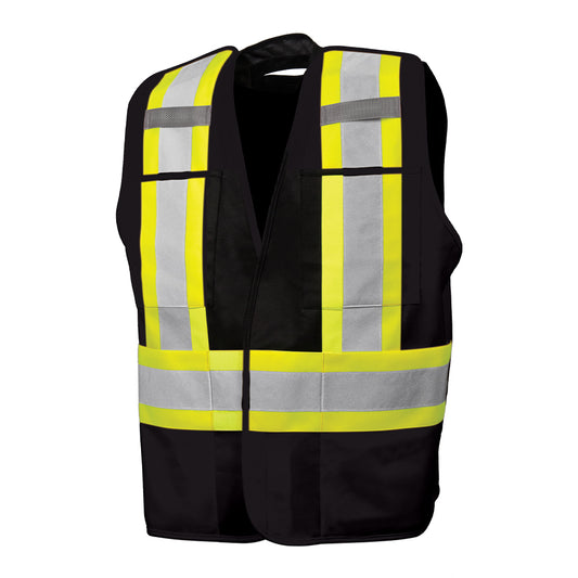 Wasip 5-Point Tearaway Solid Traffic Vest - 2XL/3XL - Black