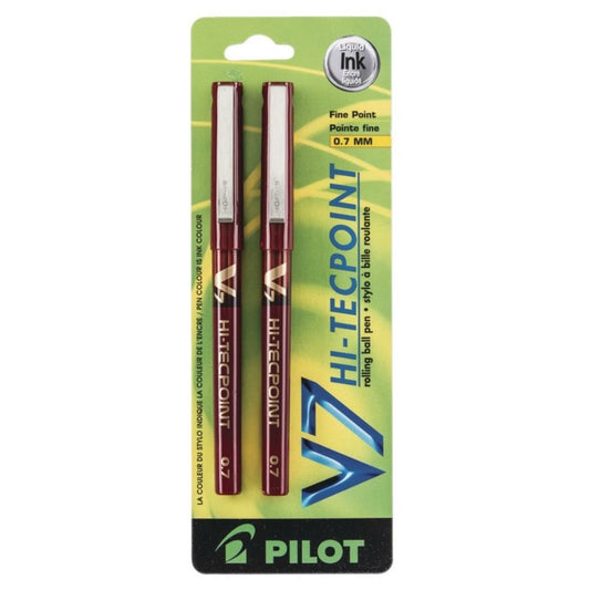 Stylo roller Pilot Hi-Tecpoint V7 0,7 mm rouge, 2/paquet