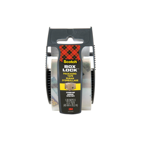 Scotch Box Lock Packaging Tape with Dispenser - 1.88" x 22.2 yd (48 mm x 20.3 m)