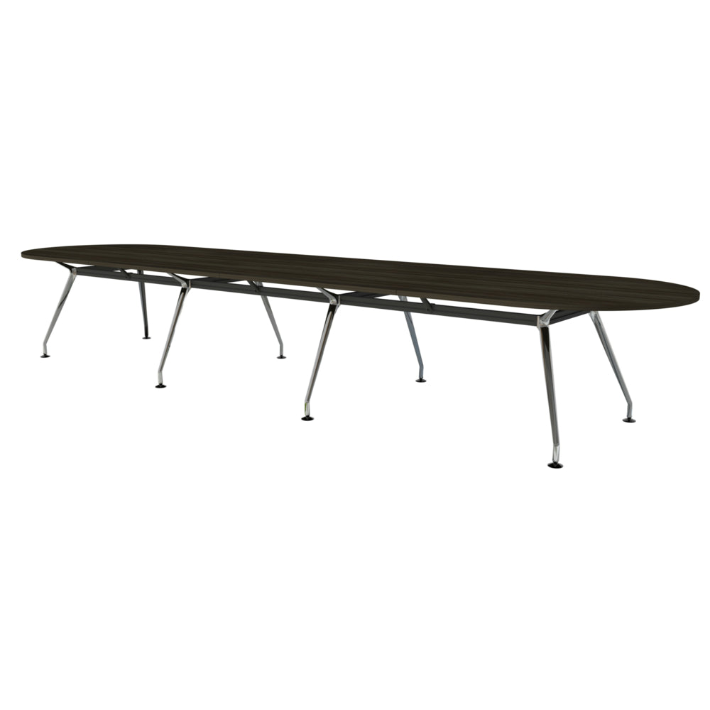 Table de conférence haut de gamme Heartwood HDL Innovations pour 14 personnes, style hippodrome - Chrome gris crépuscule