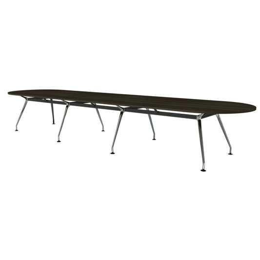 Heartwood HDL Innovations Upscale 14 Person Racetrack Boardoom Table - Grey Dusk Chrome