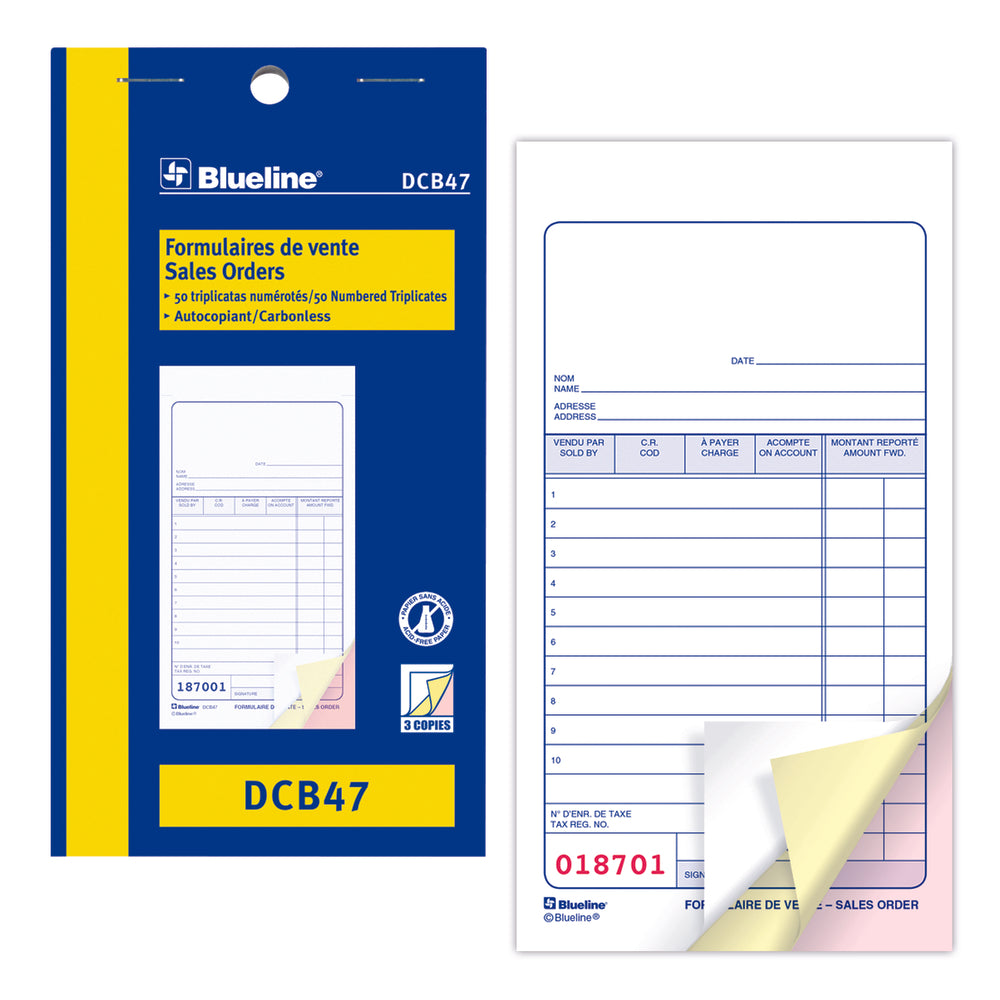 Blueline DCB47 Carnet de commandes bilingue - 50 triples