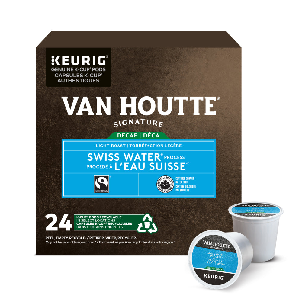 Café Van Houtte Swiss Water Process - Torréfaction légère - Décaféiné - Capsules K-Cup - Paquet de 24