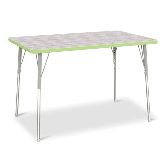 Table d'activités rectangulaire Jonti-Craft Berries - 30" x 48" - 24-31"H - Gris bois flotté/citron vert