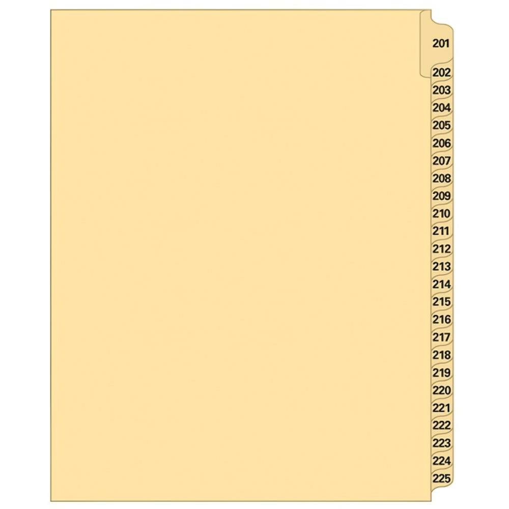 Supreme Litigation Tabs 25th Cut Numeric Set 11" Buff #201/225