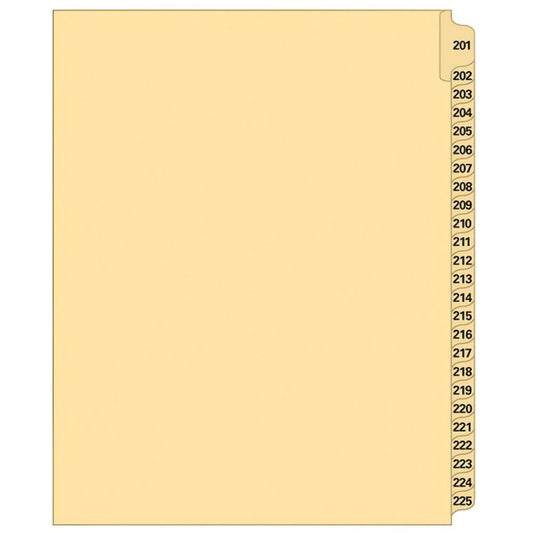 Supreme Litigation Tabs 25th Cut Numeric Set 11" Buff #201/225