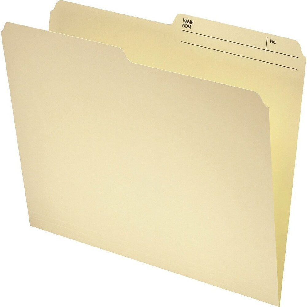 Chemises de classement Staples en papier manille recyclé, demi-coupe, format lettre, paquet de 250