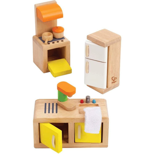 Meubles de cuisine pour maison de poupée Hape, 7 pièces