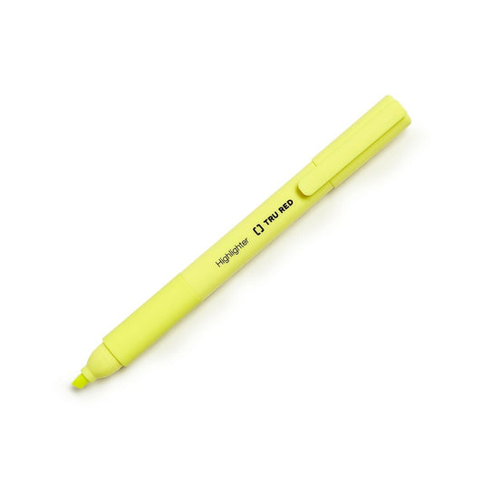 TRU RED Pocket Highlighter with Grip, Chisel Tip, Yellow, 12 Pack (TR54580)