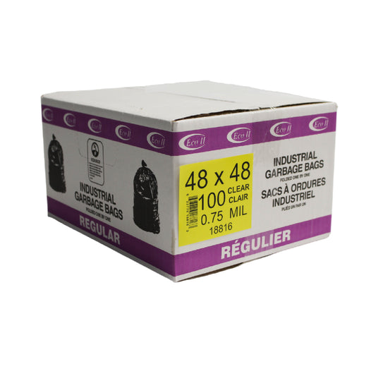 Eco II Garbage Bags - 48" X 48" - 0.75MIL - Clear - 100 Pack