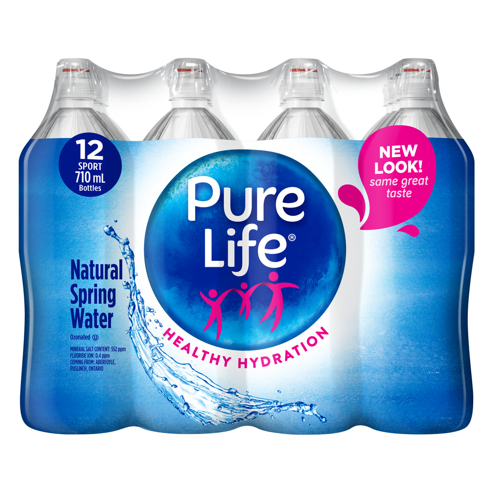 Pure Life Natural Flat Spring Water with Sport Cap - 710ml - 12 Pack