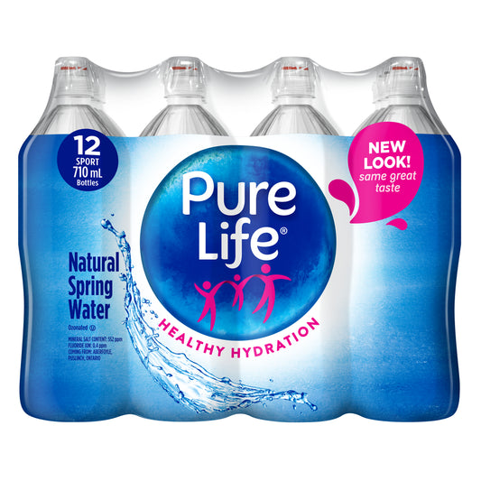 Pure Life Natural Flat Spring Water with Sport Cap - 710ml - 12 Pack