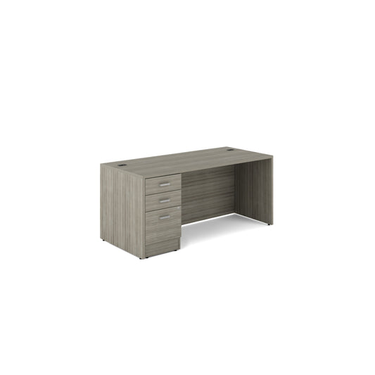 Offices to Go - Newland Single Pedestal Desk - 3 Drawer - 66" W x 30" D - Light Grey