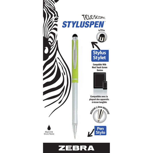 Stylet télescopique 2 en 1 Zebra - Encre noire