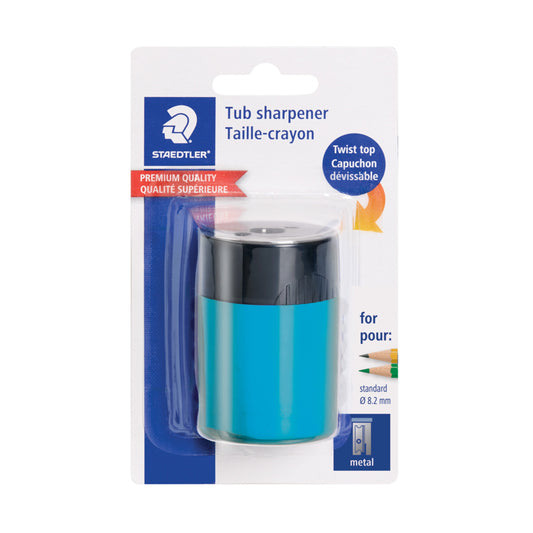 Taille-crayon métallique Staedtler avec réceptacle cylindrique - 1 trou - 1 paquet