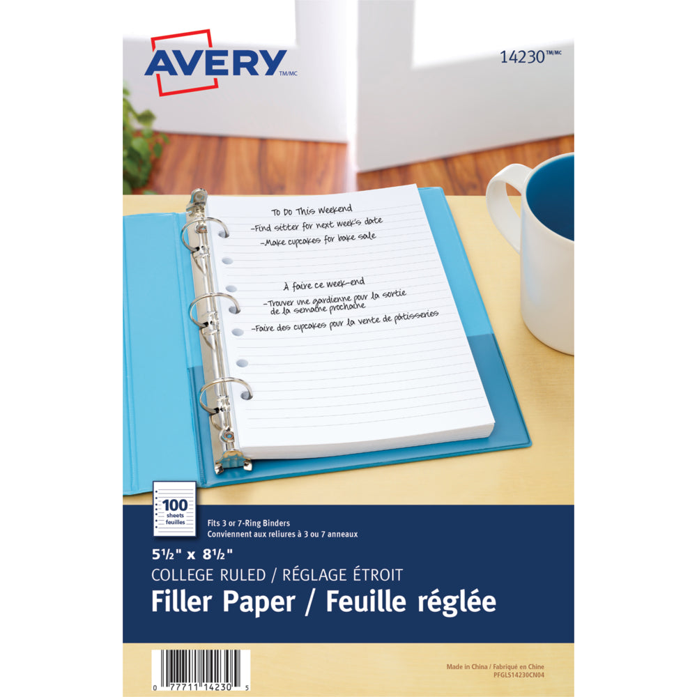 Papier de remplissage Avery, 5-1/2" x 8-1/2", blanc, (14230)