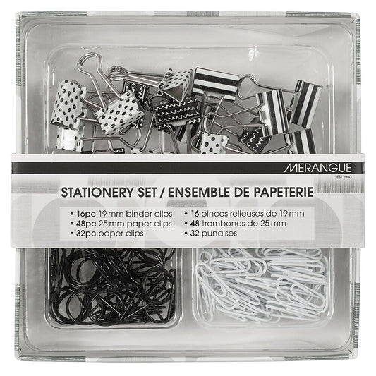 Paper Clip and 19mm Binder Clip Set - Black and White