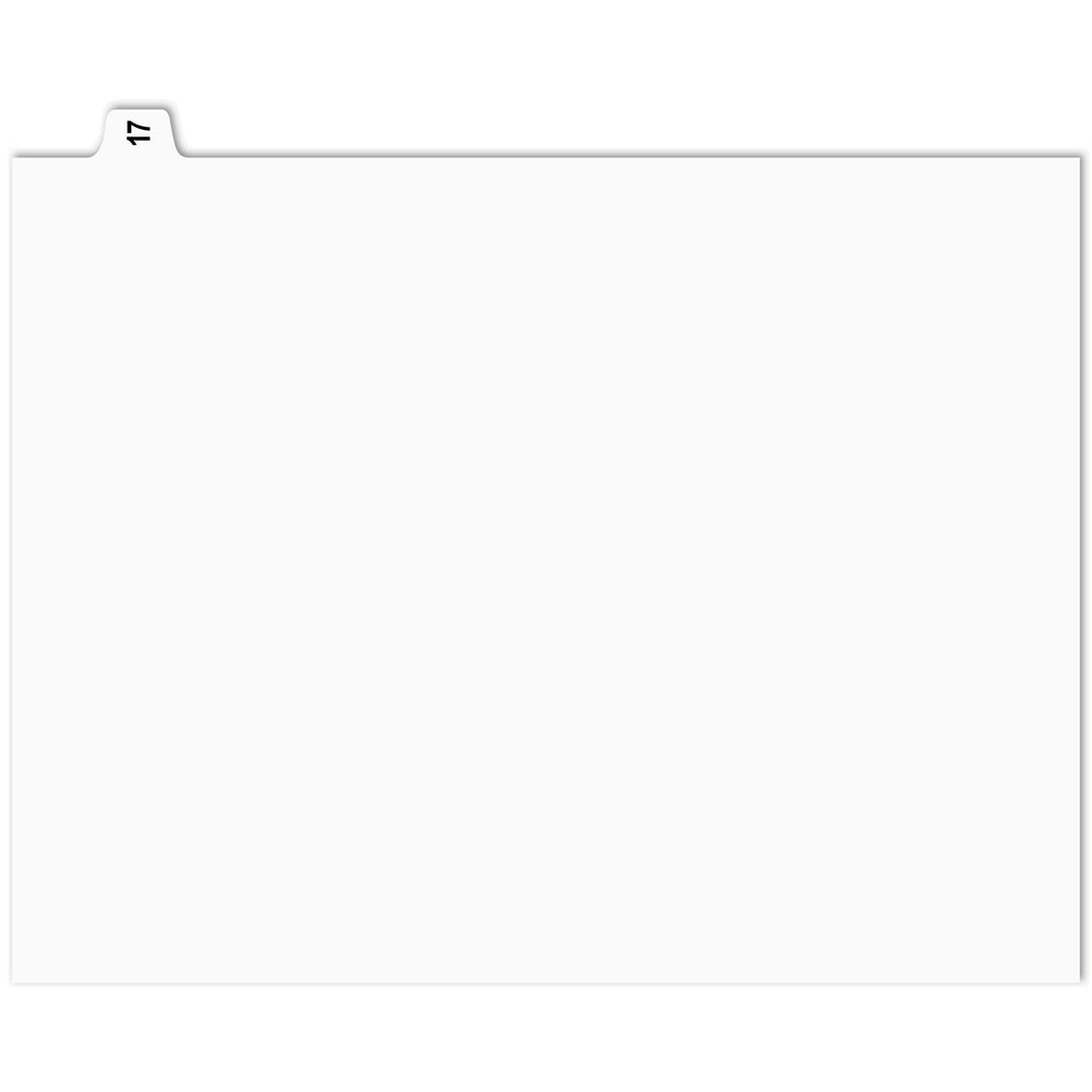 Apak Numerical Index Tabs - #17 - White - 8 1/2" x 11" - 1/15th Cut - 110 lb. - Unpunched - 25 Pack