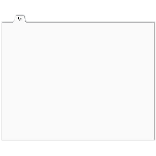 Onglets d'indexation numérique Apak - n° 17 - Blancs - 8 1/2" x 11" - Coupe 1/15e - 110 lb - Non perforés - Paquet de 25