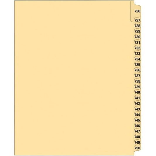Supreme Litigation Tabs 25th Cut Numeric Set 11" Buff #726-750