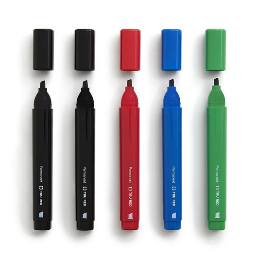 TRU RED Permanent Markers - Chisel Tip - Assorted - 5 Pack