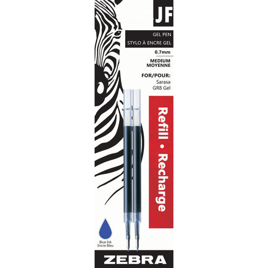 Zebra Gel Pen Refills, Medium, Blue, 2 Pack