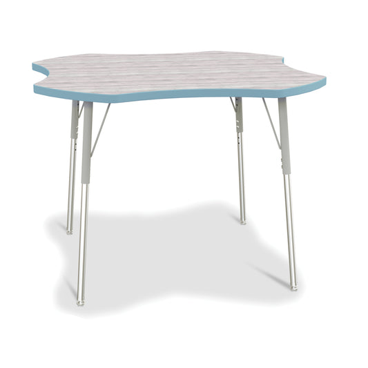 Table d'activités Jonti-Craft Berries à quatre abattants - 24-31 po H - Gris bois flotté/Bleu côtier