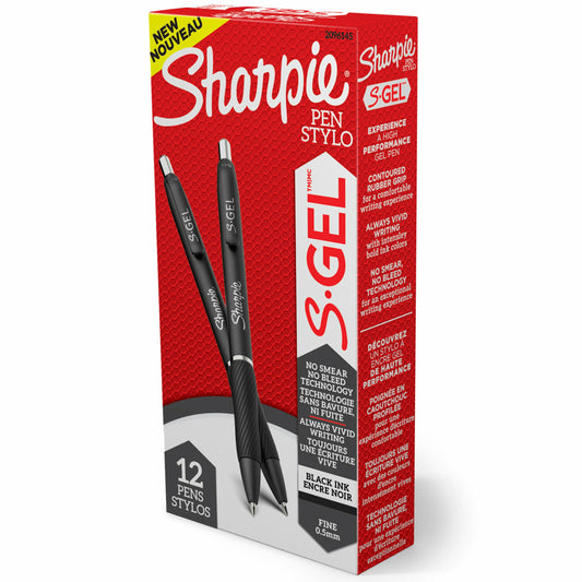 Sharpie S-Gel Gel Pens - Fine Point - 0.5 mm - Black Ink - 12 Pack