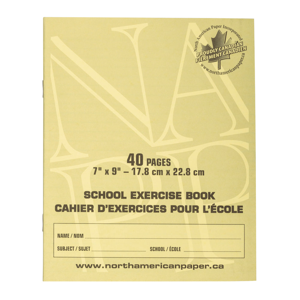 Cahiers d'exercices North American Paper Inc. - 7" x 9" - Lignés avec marges - 40 pages - Paquet de 25