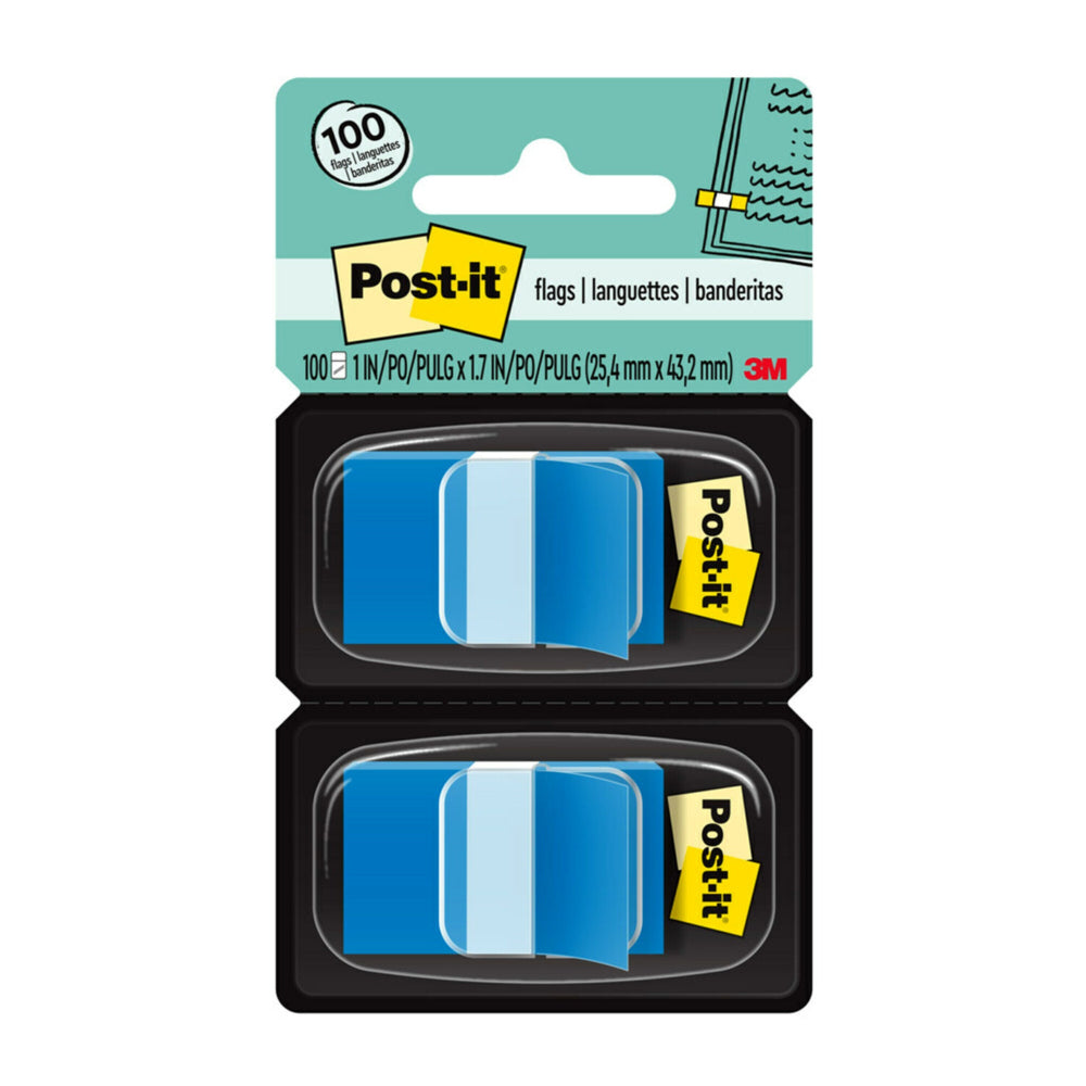 Étiquettes Post-it 2,5 x 4,3 cm - Bleu - 50 étiquettes/distributeur - 2 distributeurs/paquet