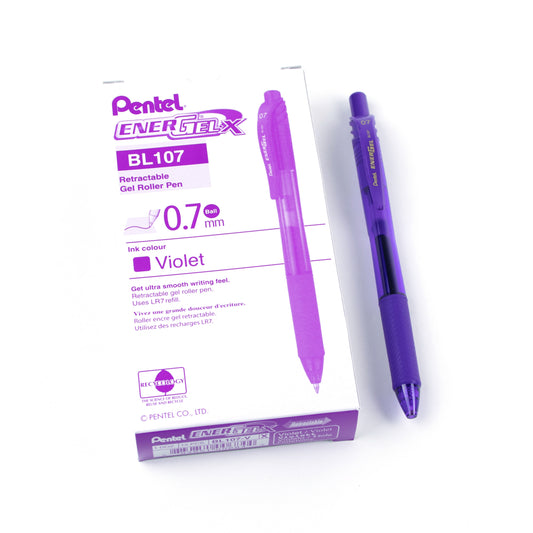 Pentel EnerGel-X Retractable Pen - Medium Point - 0.7mm - Purple - 12 Pack