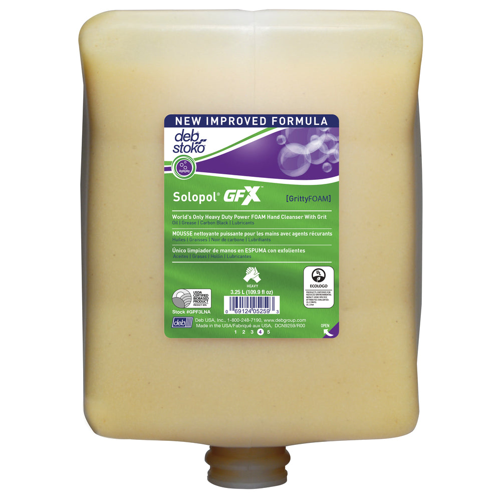 Nettoyant moussant pour les mains Deb Solopol GFX à usage intensif avec grains - 3,25 L - Lot de 2