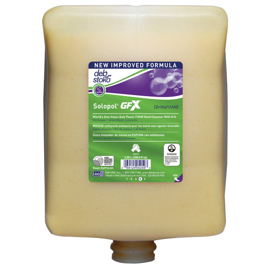 Nettoyant moussant pour les mains Deb Solopol GFX à usage intensif avec grains - 3,25 L - Lot de 2
