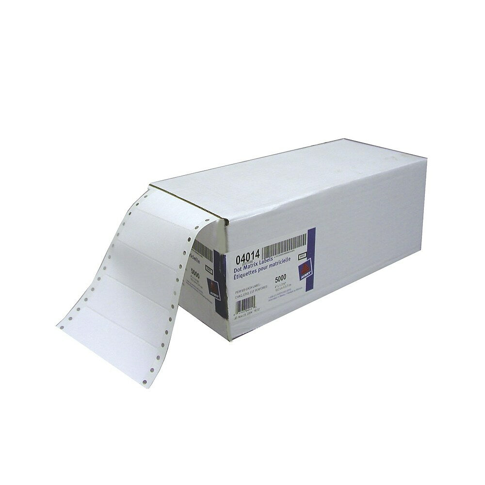Avery White Dot Matrix Labels, 4" x 1-7/16", 5000 Pack (04014)