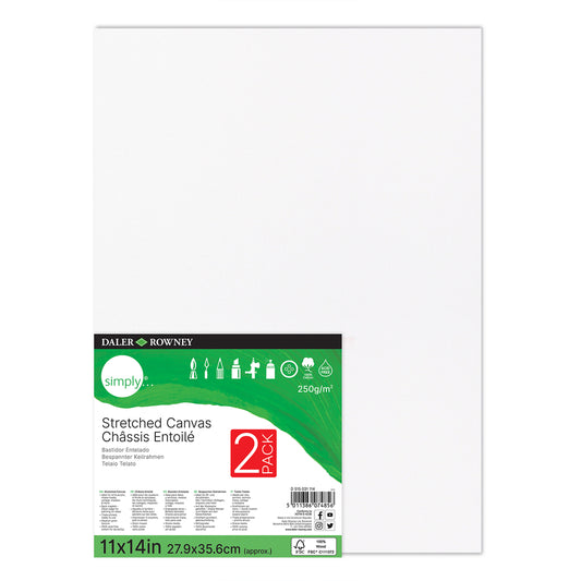 Daler-Rowney Simply - Toile tendue - 28 x 35 cm - Blanc - Lot de 2
