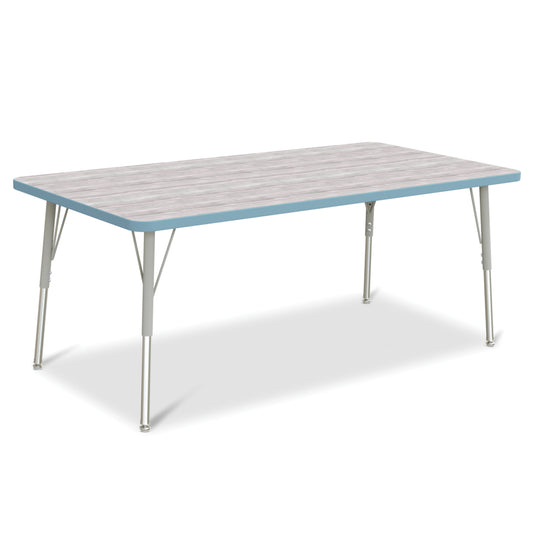 Jonti-Craft Berries Rectangle Activity Table - 30" x 60" - 24-31"H - Driftwood Grey/Coastal Blue
